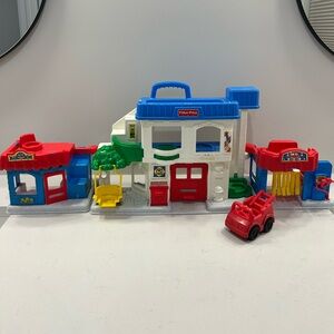 Vintage Fisher-Price Little People Main Street playset, model #72355 (Incomplete